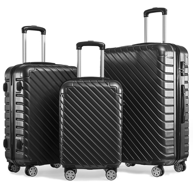 Wholesale black ABS 3 in 1 luggage set for travel