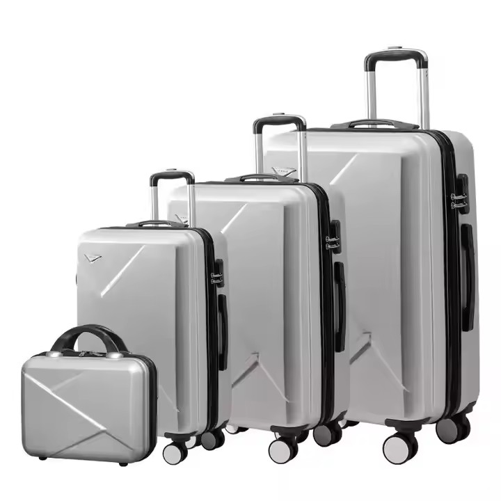 Wholesale silver ABS 3 in 1 luggage set for travel