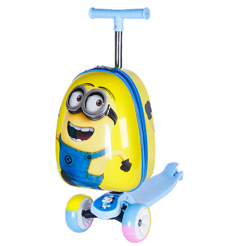 Wholesale 15 inches yellow Minions scooter kids' suitcase