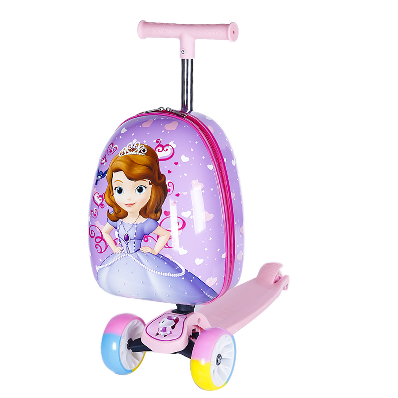 Wholesale 15 inches pink Snow White scooter kids' suitcase for travel