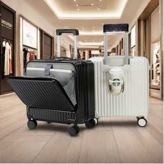 Wholesale zipped and multiple-functions front open trolley boarding luggages