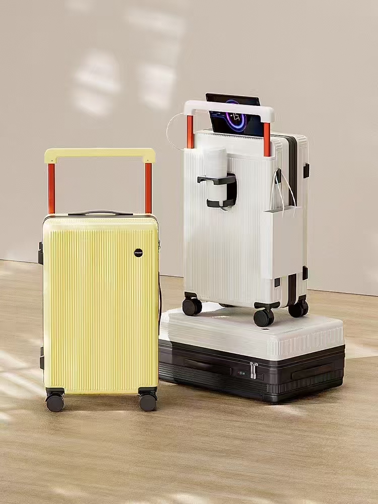 Wholesale ABS multiple-functions wide trolley luggage for new year travel