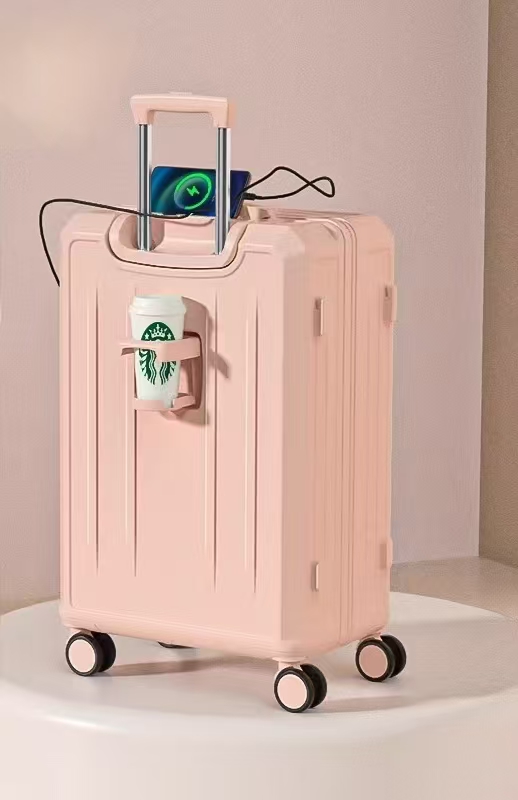 Wholesale multiple-functions candy color trolly travel luggages