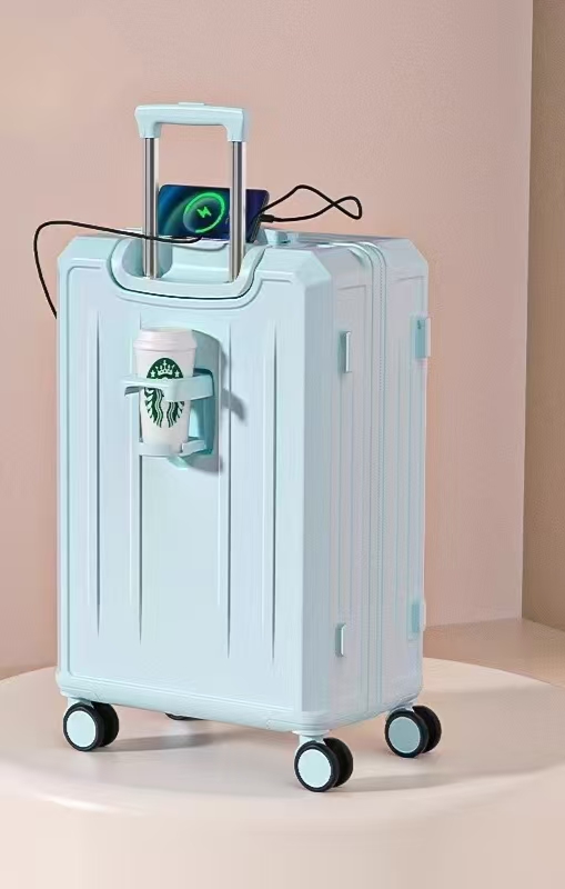 Wholesale multiple-functions candy color trolly travel luggages