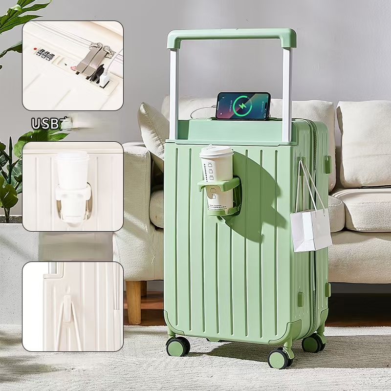 Wholesale wide trolley boarding luggage with USB charging Wholesale wide trolley boarding luggage with USB charging