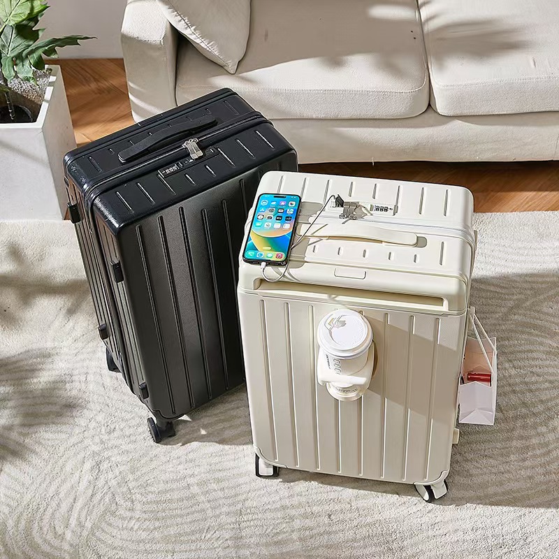 Wholesale wide trolley boarding luggage with USB charging Wholesale wide trolley boarding luggage with USB charging