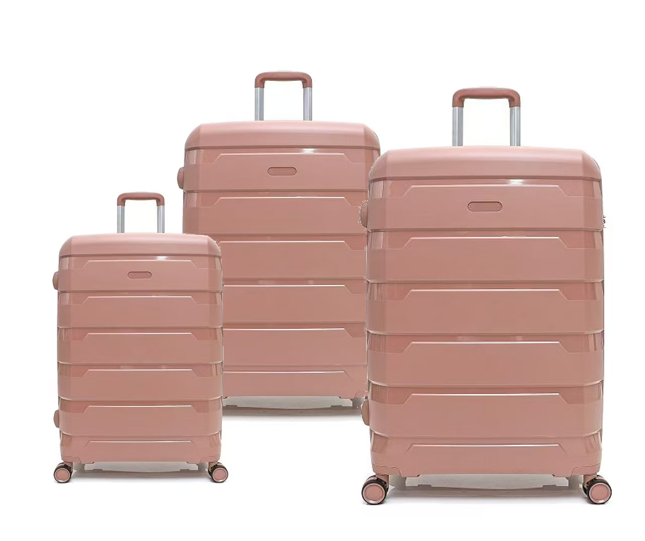 Wholesale PP material pink hard-shell travel luggage sets