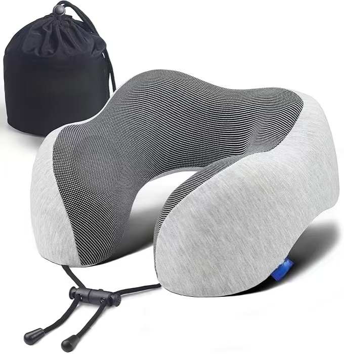 JC Travel Neck Pillow for Traveling, Upgraded Travel Neck Pillow for Airplane 100% Pure Memory Foam 