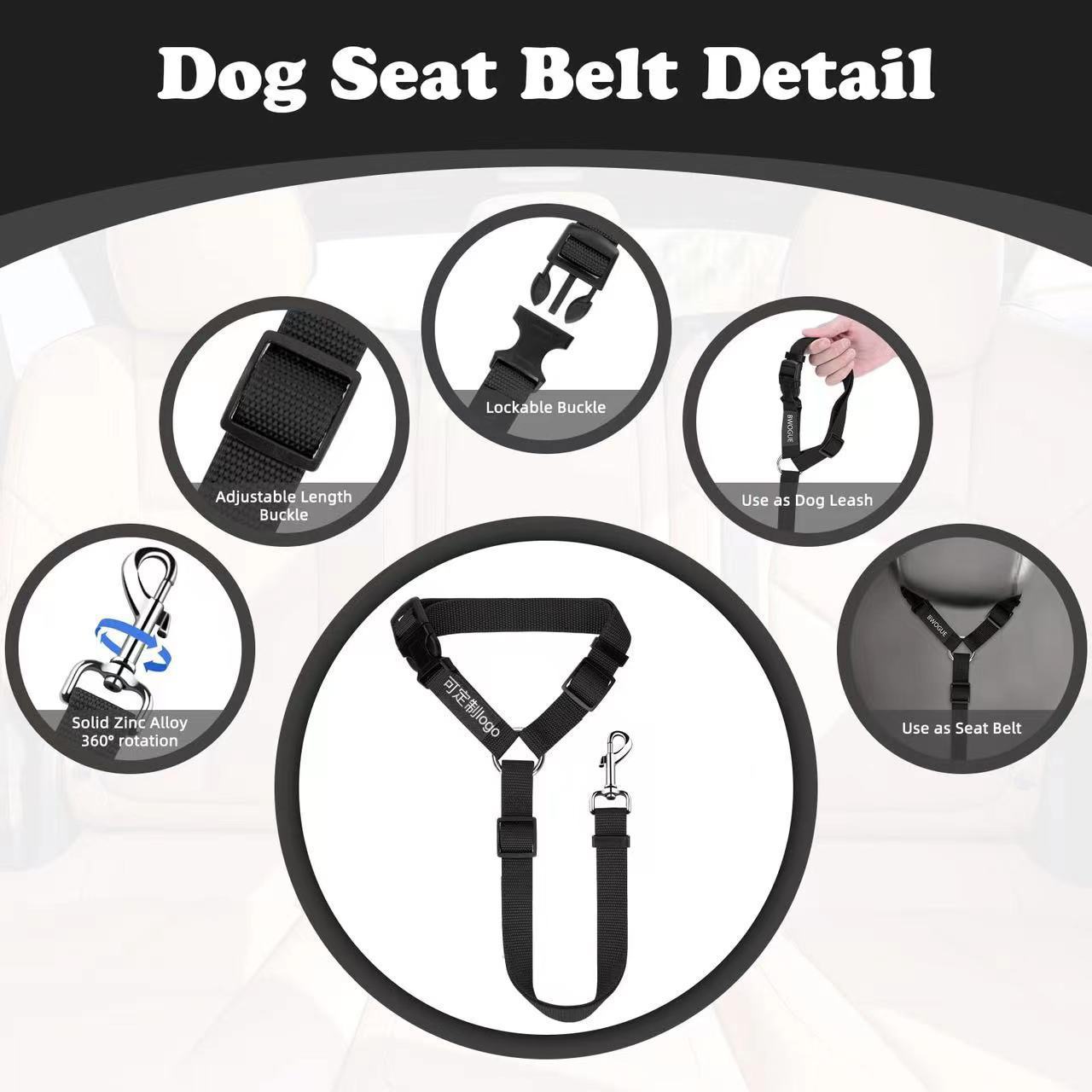 Custom pet supplies dog traction rope pet car seat belt dog walking rope