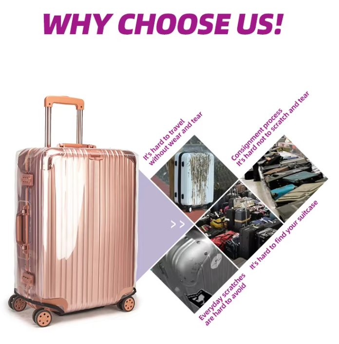 JC Travel-2025 Clear Trolley Suitcase Case Cover Transparent Pvc Suitcase Dust Cover 