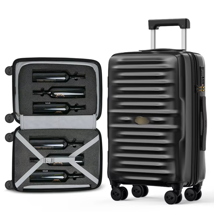 12 Bottles Wine Carry on Luggage Travel Suitcase PC Hard Shell With TSA Lock 