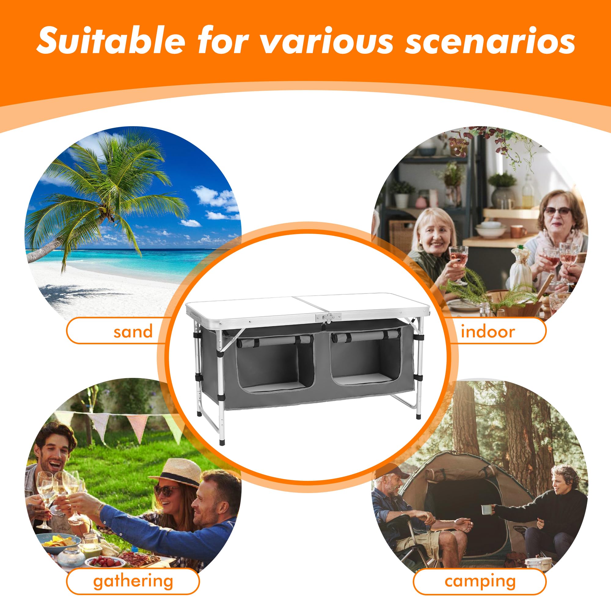 Camping Folding Aluminum Table for Outdoor Party Kitchen Table