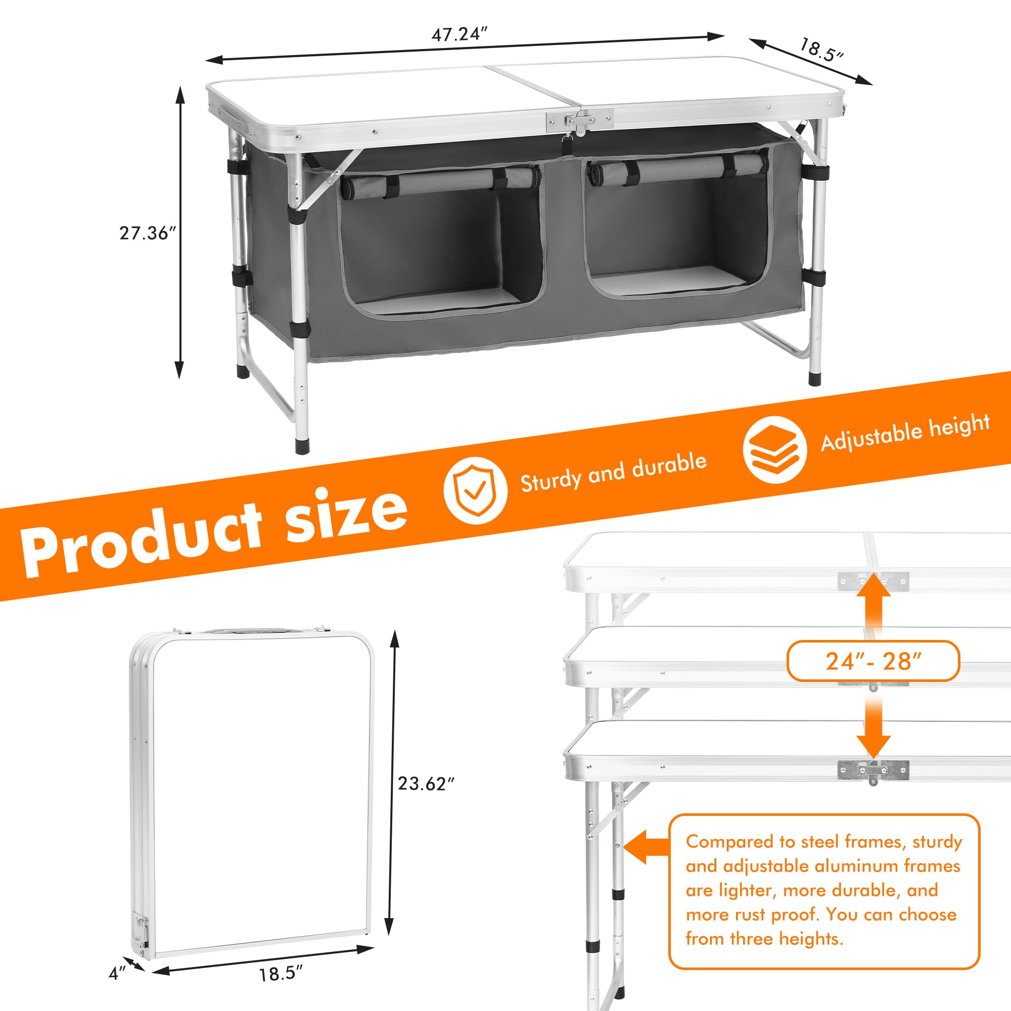 Camping Folding Aluminum Table for Outdoor Party Kitchen Table