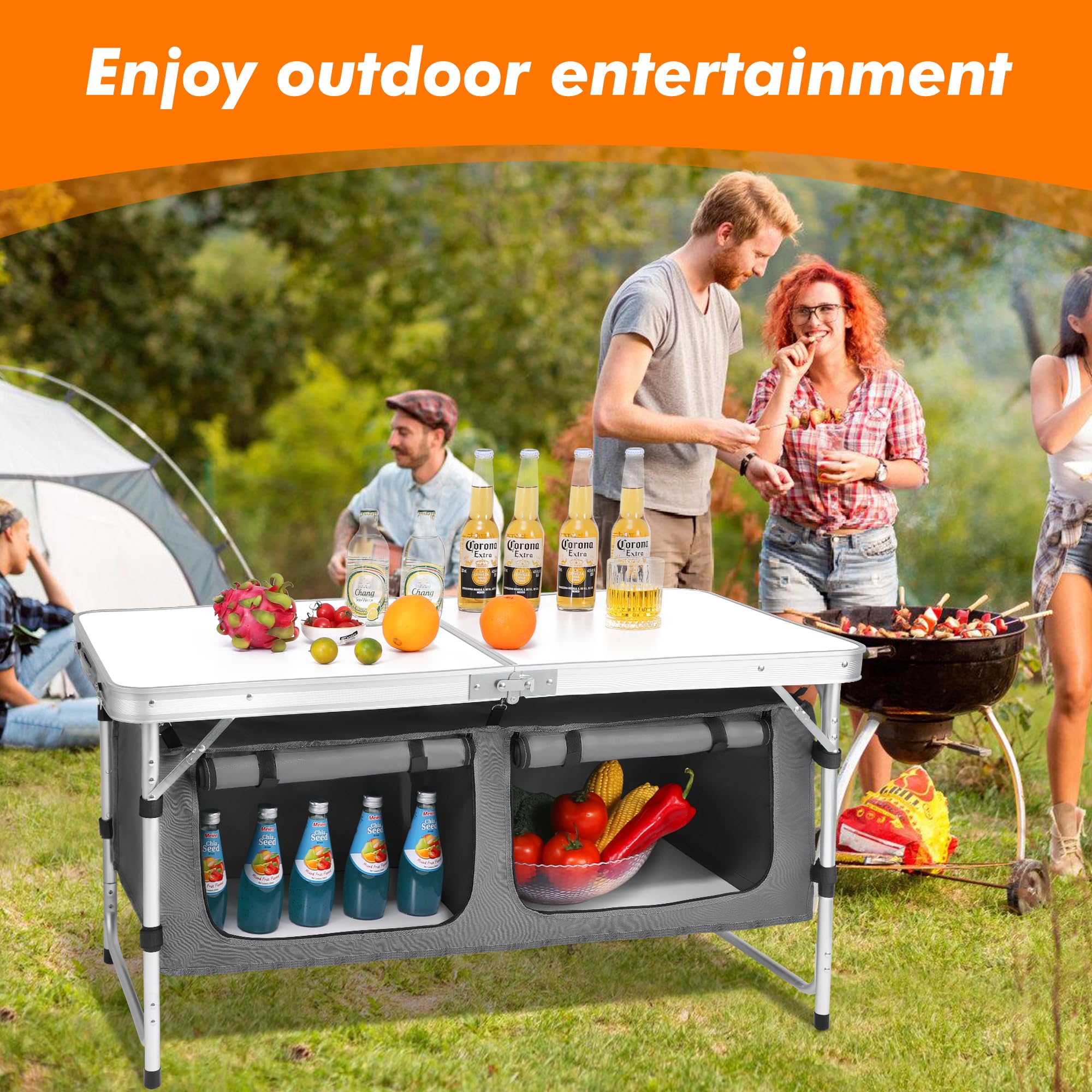 Camping Folding Aluminum Table for Outdoor Party Kitchen Table