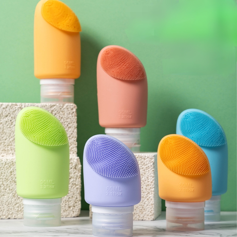 Silicone brush travel shampoo and conditioner bottle set small order customization