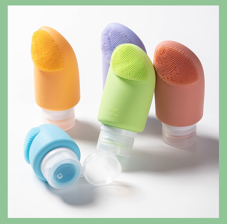 Silicone brush travel shampoo and conditioner bottle set small order customization
