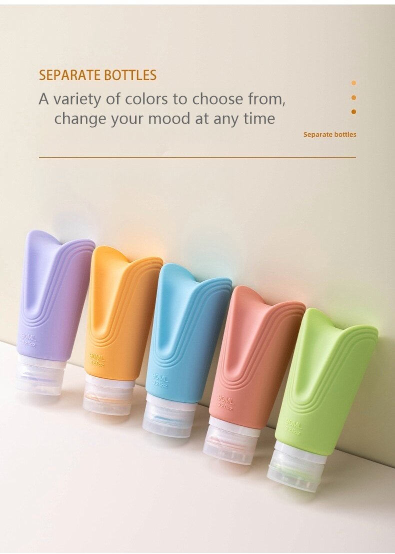 Silicone 90ml creative design packaging bottle cosmetic lotion travel set customazition