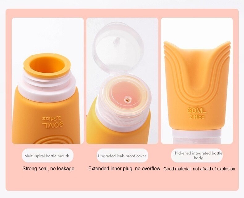 Silicone 90ml creative design packaging bottle cosmetic lotion travel set customazition