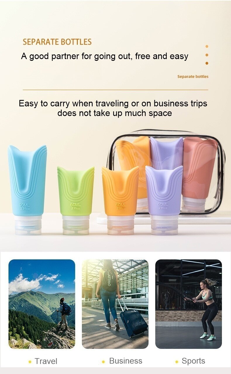 Silicone 90ml creative design packaging bottle cosmetic lotion travel set customazition