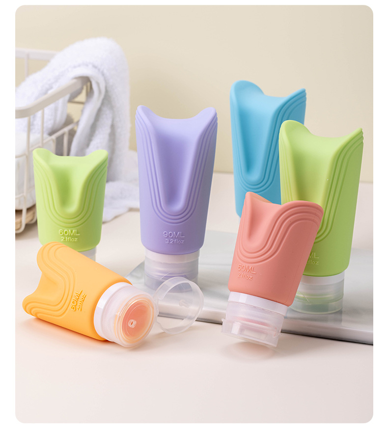 Silicone 90ml creative design packaging bottle cosmetic lotion travel set customazition