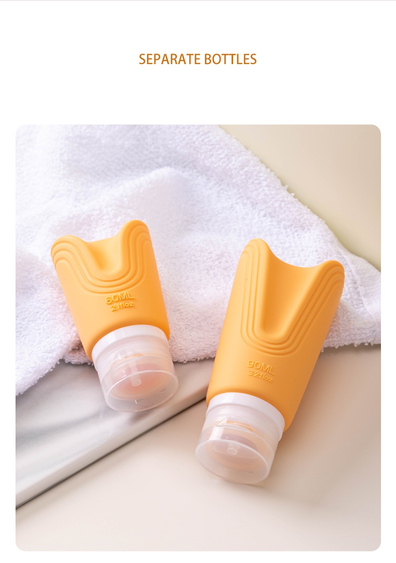 Silicone 90ml creative design packaging bottle cosmetic lotion travel set customazition