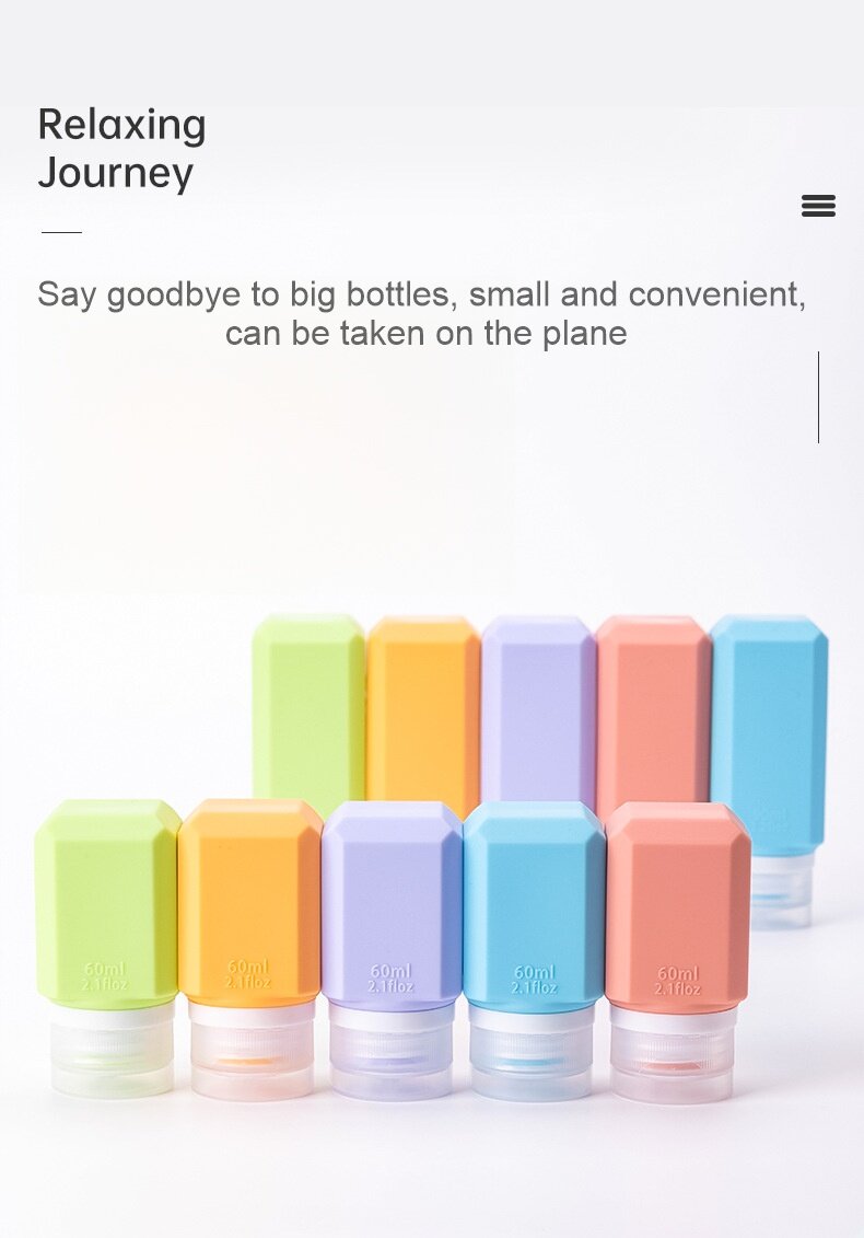 Silicone travel bottle shower gel shampoo lotion cosmetics face cream empty bottle set customization