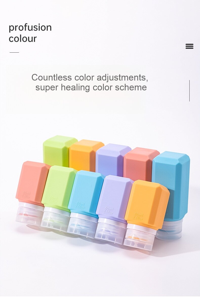 Silicone travel bottle shower gel shampoo lotion cosmetics face cream empty bottle set customization