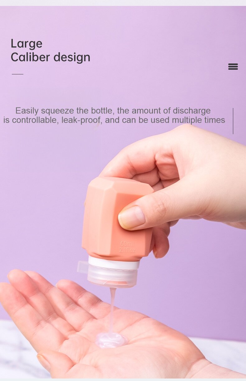 Silicone travel bottle shower gel shampoo lotion cosmetics face cream empty bottle set customization