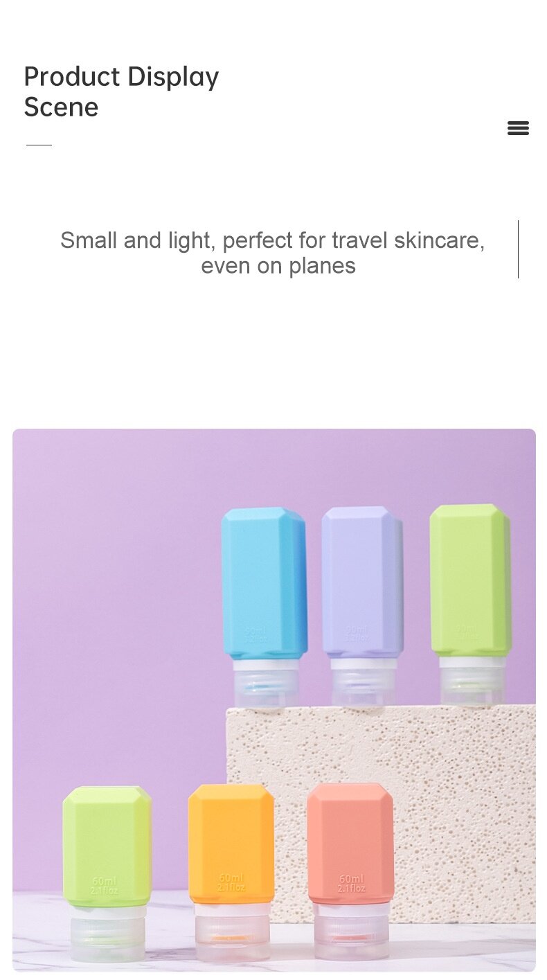 Silicone travel bottle shower gel shampoo lotion cosmetics face cream empty bottle set customization