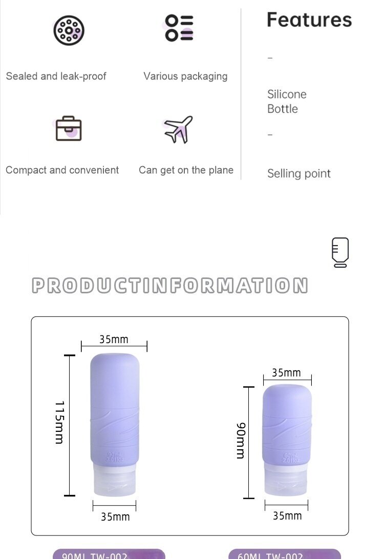 Amazon cross-border silicone packaging bottle travel squeeze hydraulic bottle custom