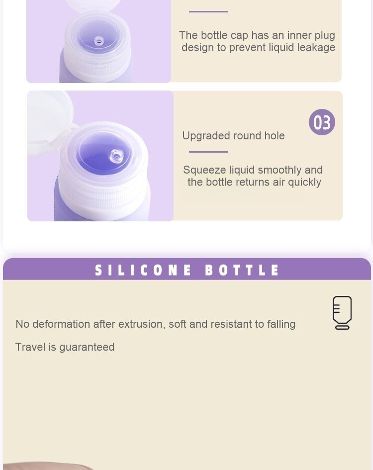 Amazon cross-border silicone packaging bottle travel squeeze hydraulic bottle custom