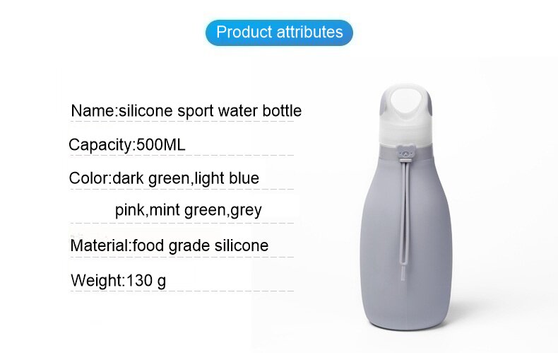 Custom large capacity collapsible water bottle, outdoor sports silicone foldable bottle
