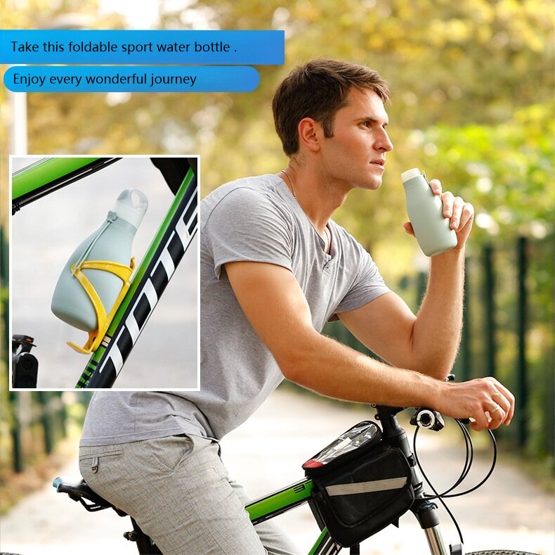 Custom large capacity collapsible water bottle, outdoor sports silicone foldable bottle