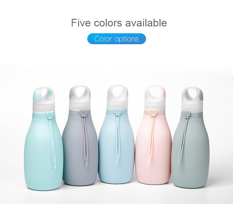 Custom large capacity collapsible water bottle, outdoor sports silicone foldable bottle