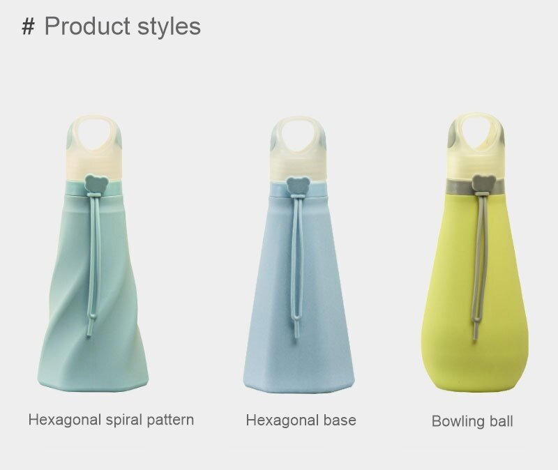 Factory wholesale sports silicone folding water bottles, outdoor sports food grade folding cups