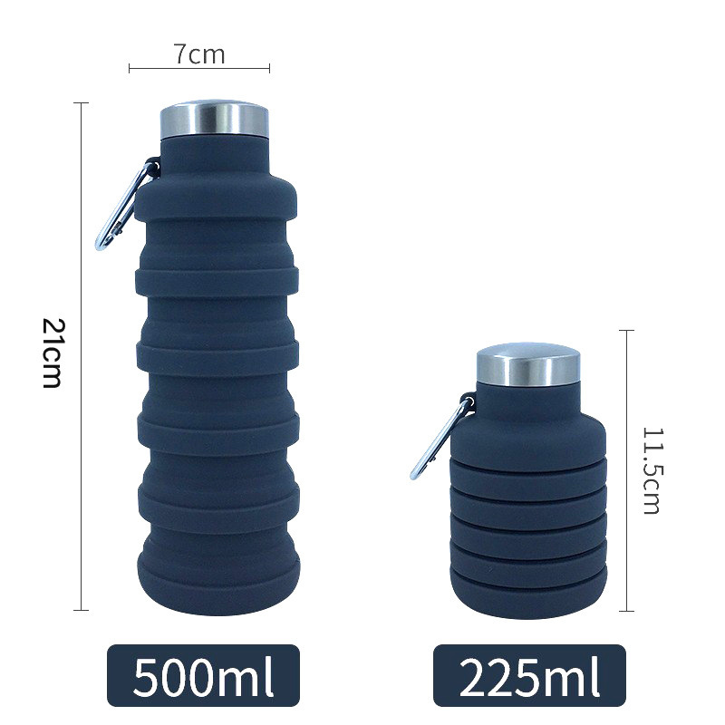 Custom Silicone Foldable, Telescopic, Portable Outdoor Travel And Sport Water Bottle