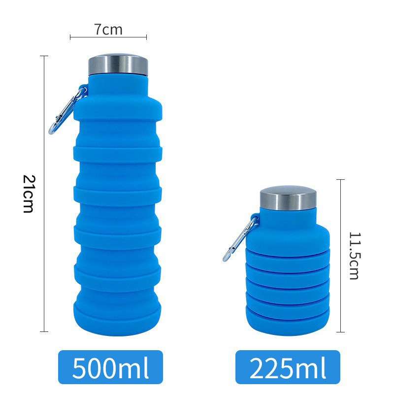 Custom Silicone Foldable, Telescopic, Portable Outdoor Travel And Sport Water Bottle