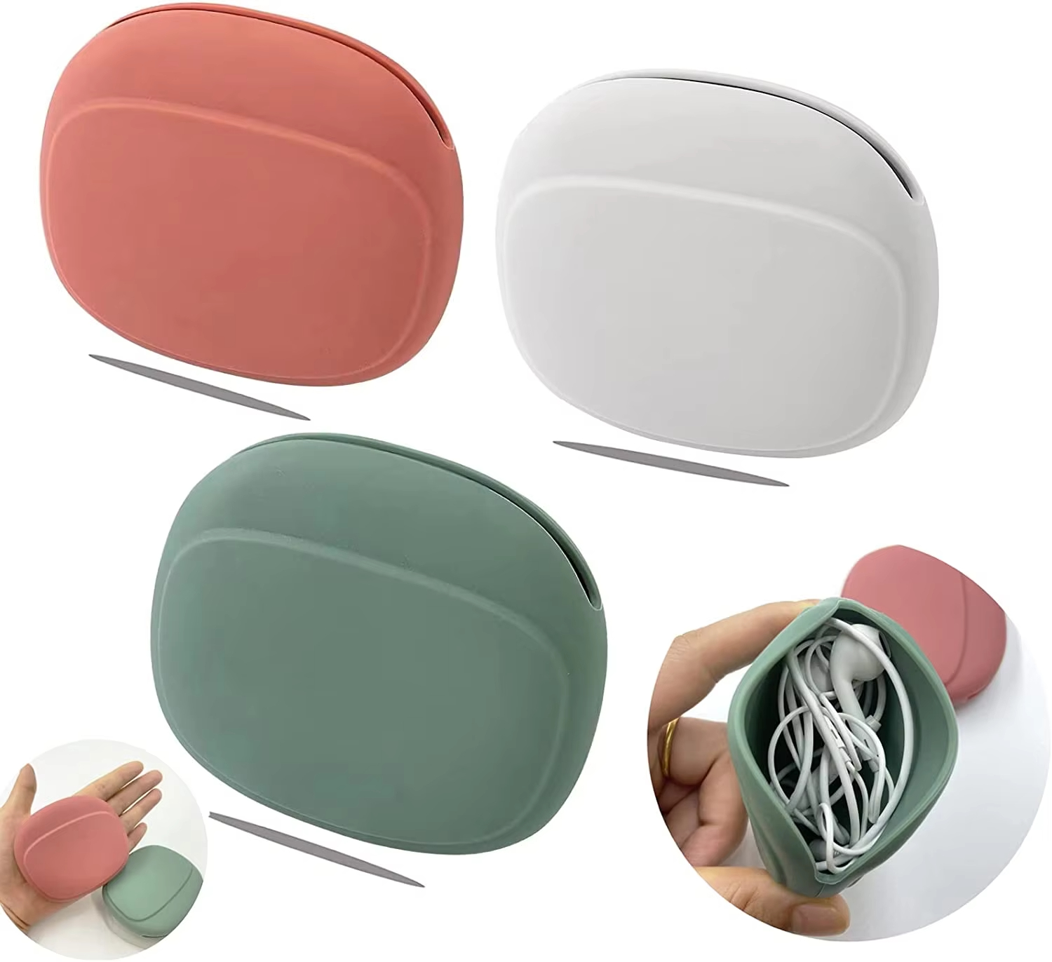 Portable Silicone Headphone Organizer Data Cable Storage Case Mini Key Box Wholesale