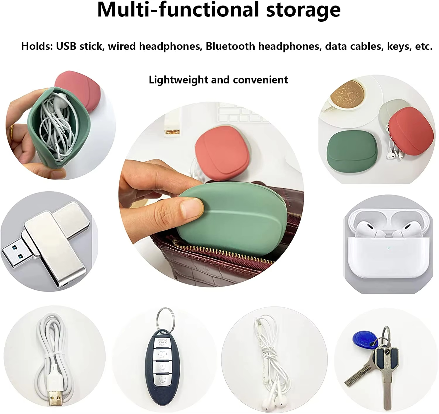 Portable Silicone Headphone Organizer Data Cable Storage Case Mini Key Box Wholesale