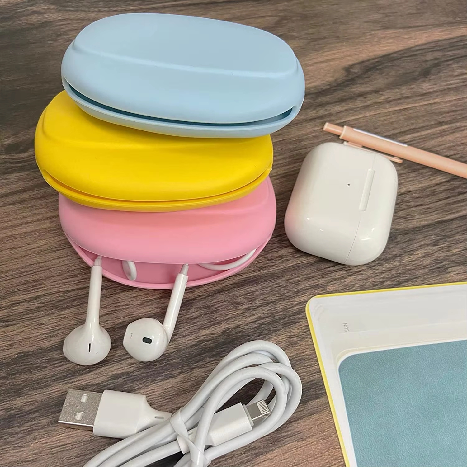 Portable Silicone Headphone Organizer Data Cable Storage Case Mini Key Box Wholesale