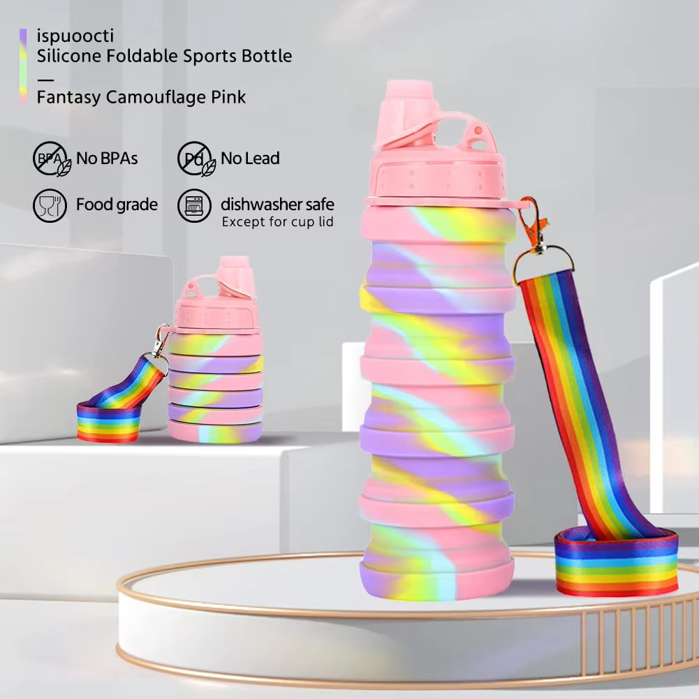 Collapsible Travel Portable Hiking Water Bottle with Leak Proof Twist Lid 500ML Custom