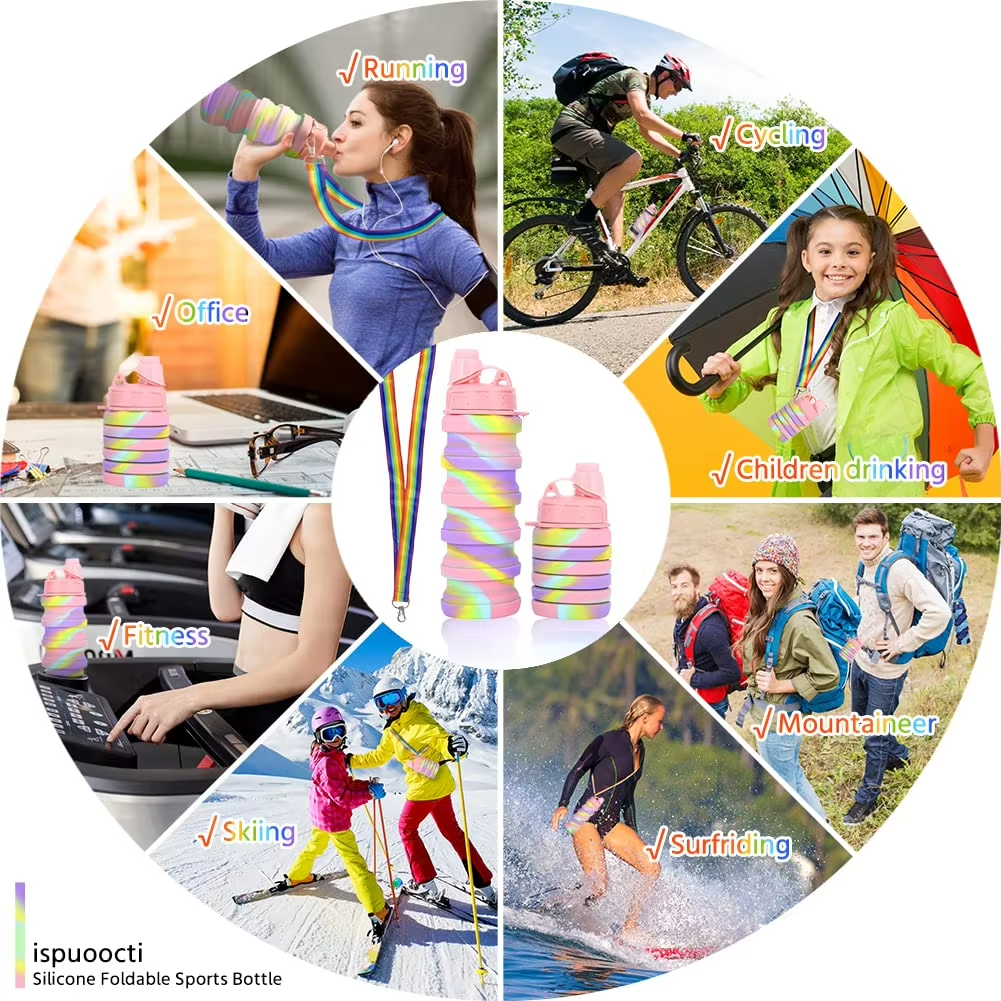 Collapsible Travel Portable Hiking Water Bottle with Leak Proof Twist Lid 500ML Custom