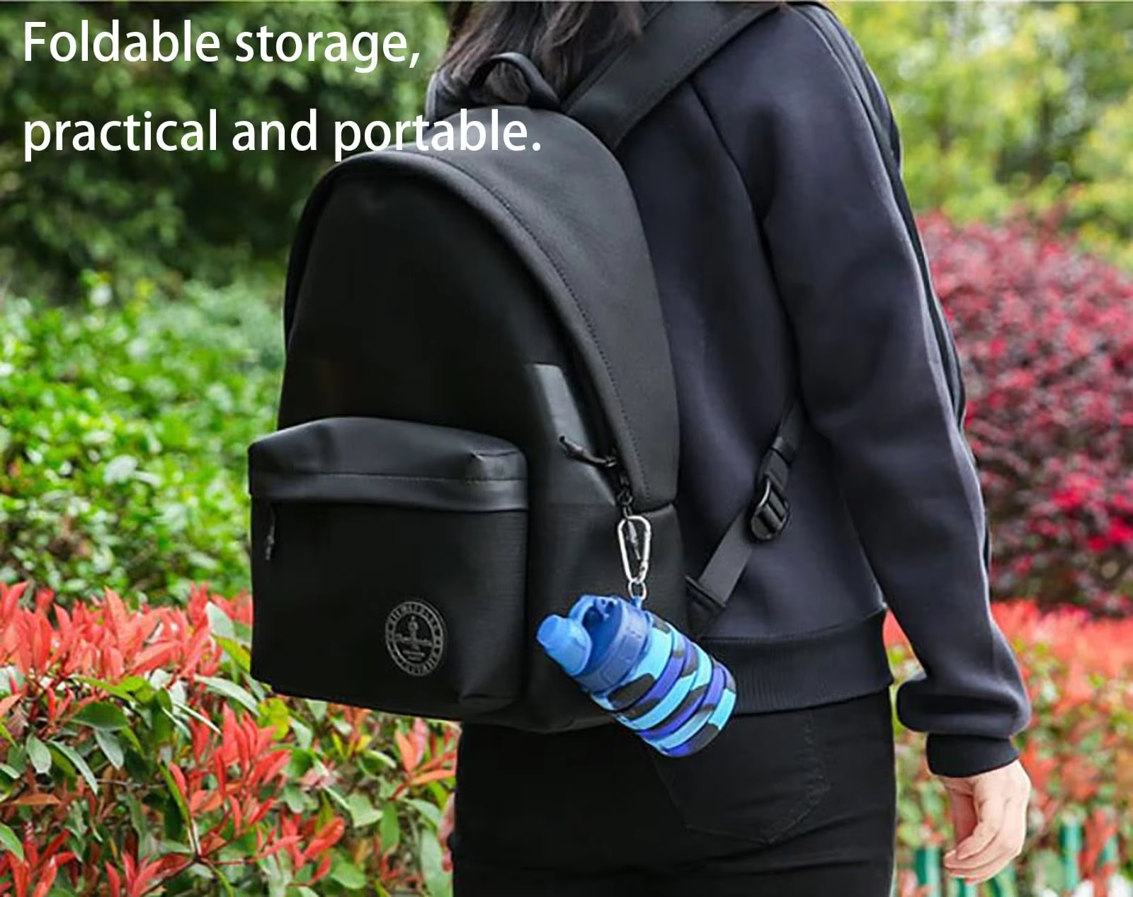 Collapsible Travel Portable Hiking Water Bottle with Leak Proof Twist Lid 500ML Custom