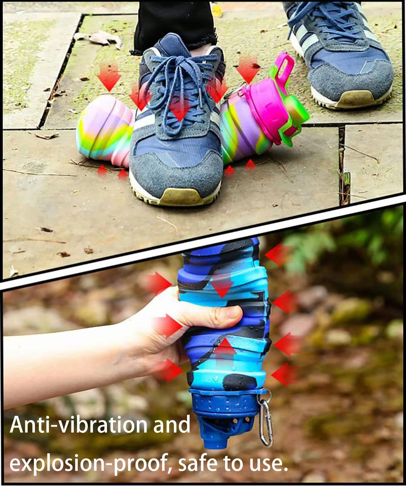 Collapsible Travel Portable Hiking Water Bottle with Leak Proof Twist Lid 500ML Custom