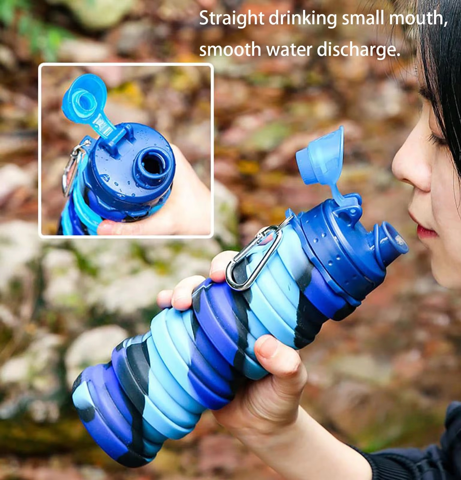 Collapsible Travel Portable Hiking Water Bottle with Leak Proof Twist Lid 500ML Custom