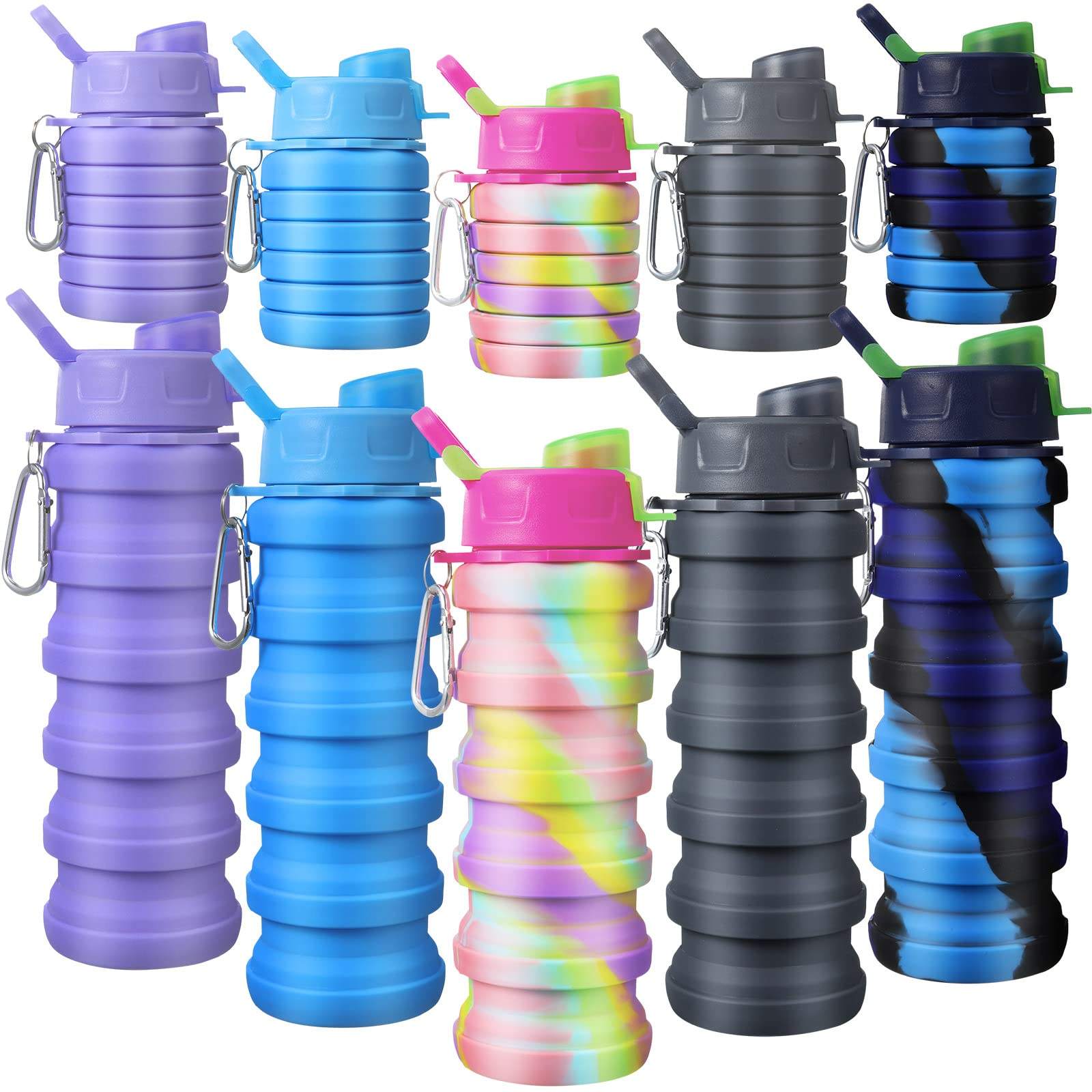Collapsible Travel Portable Hiking Water Bottle with Leak Proof Twist Lid 500ML Custom