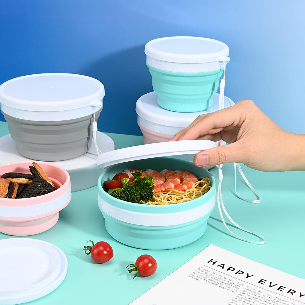 Silicone Material Reusable Folding Camping Food Containers Manufacturer