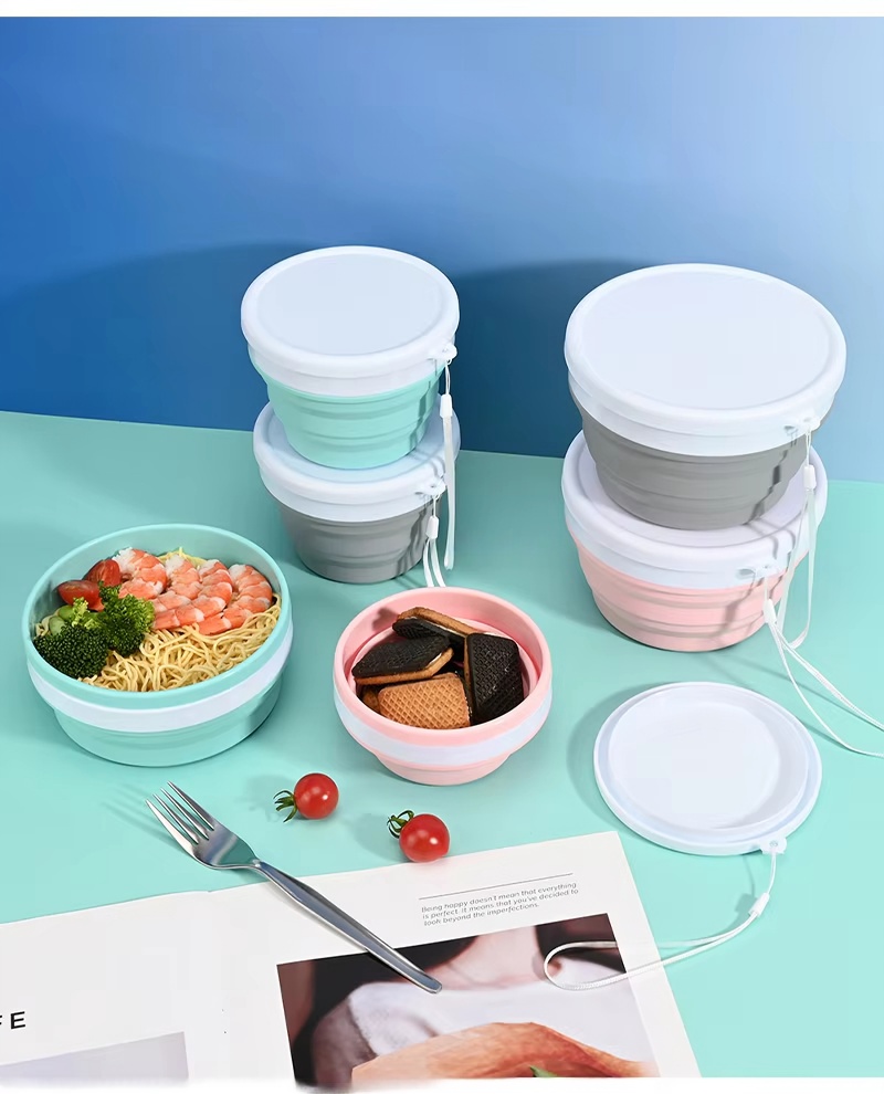 Silicone Material Reusable Folding Camping Food Containers Manufacturer