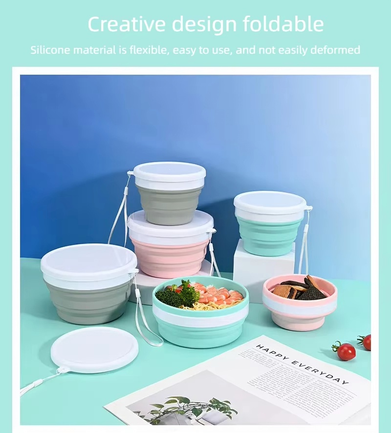 Silicone Material Reusable Folding Camping Food Containers Manufacturer