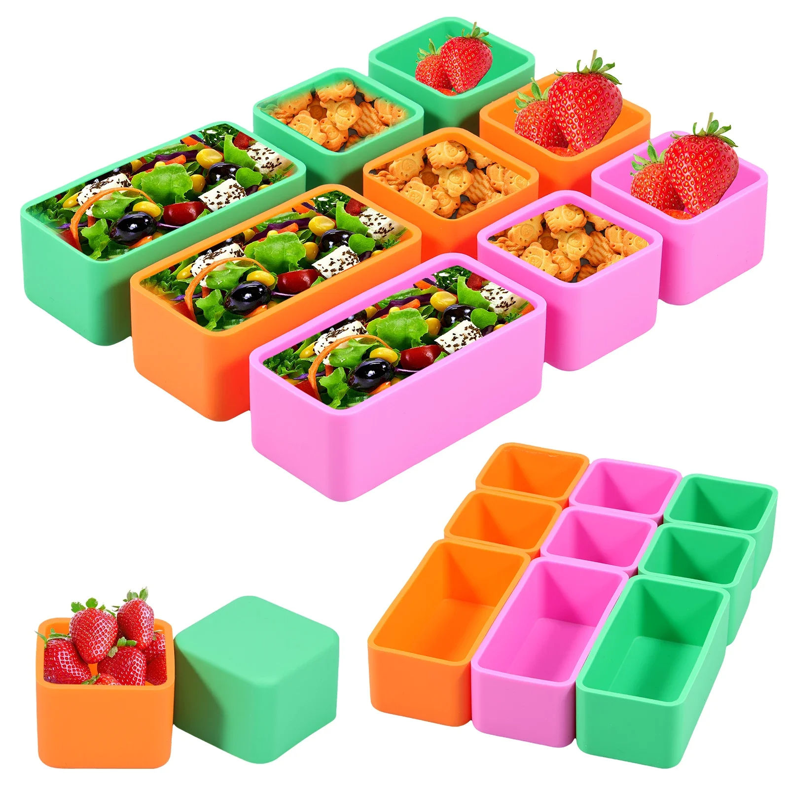 Kitchen Utensils Wholesale Square Silicone Box Bento Box Divider Picnic Box Divider Food Container